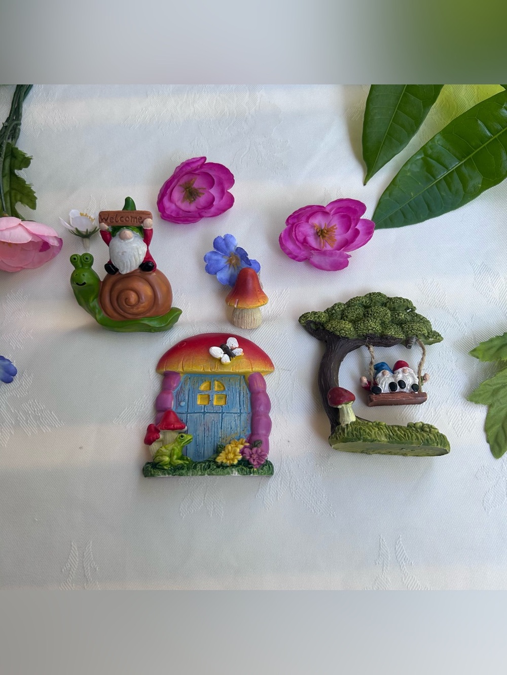 Mini Fairy Garden Decor Set Gnome Mushroom House Tree Swing Cottagecore NEW